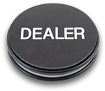 Dealer button for poker with black background