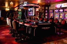 Electronic casino gaming terminals for roulette players.