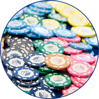 Color chip sets for roulette tables in casinos, wheelchecks