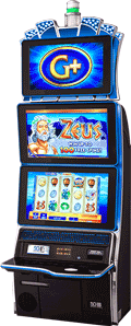 Zeus slot machine game with lucky strikes and upto 100 bonus games WMS SG TwinStar cabinet